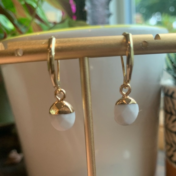✨NWT ✨18K Gold with Faceted Howlite Charm Minimal Bohemian Earrings - Picture 3 of 6